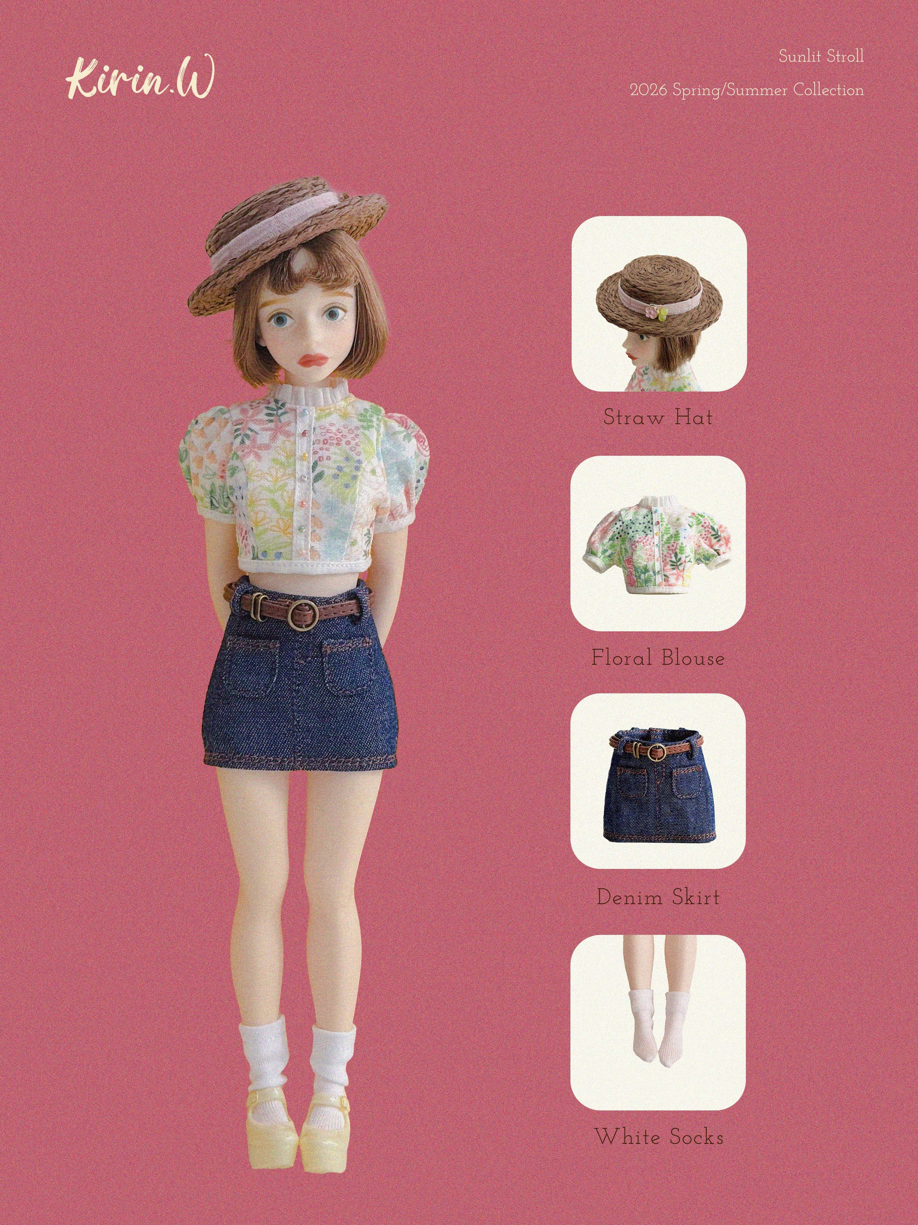 Cherry Doll Size Floral Top & Denim Skirt Set – Kirin.W