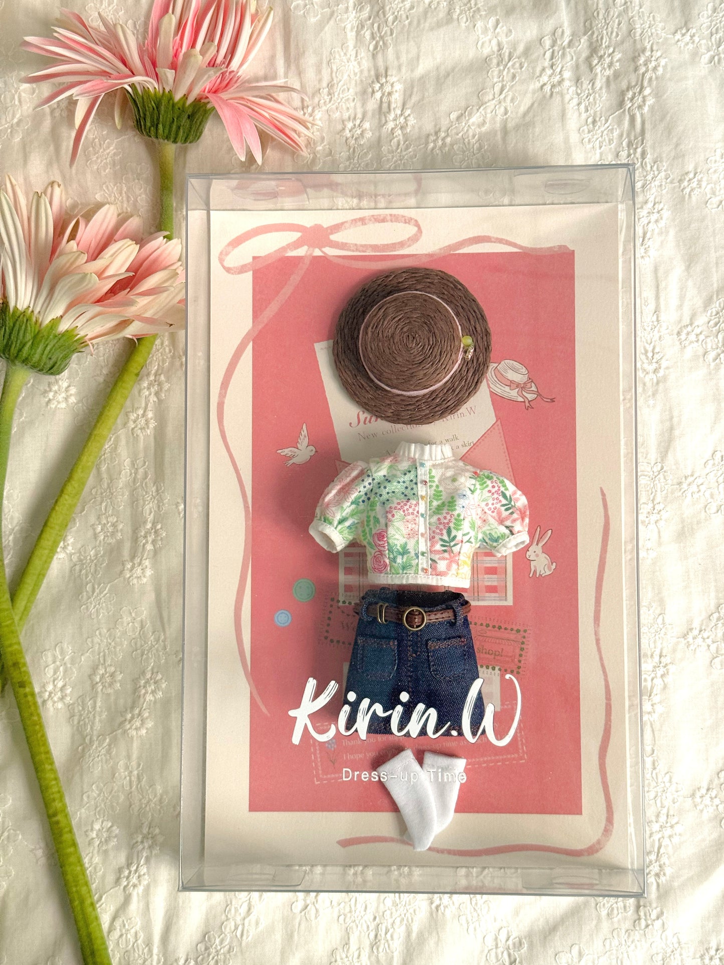 Cherry Doll Size Floral Top & Denim Skirt Set