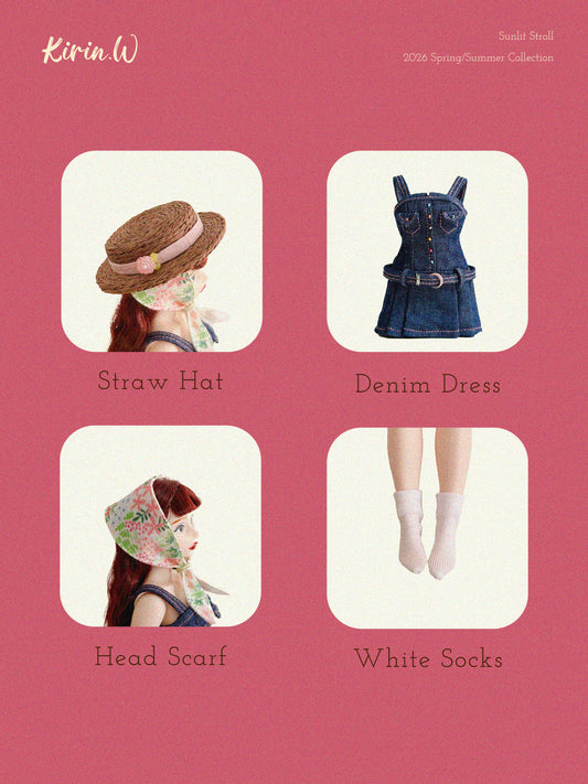 Cherry Doll Size Denim Dress Set