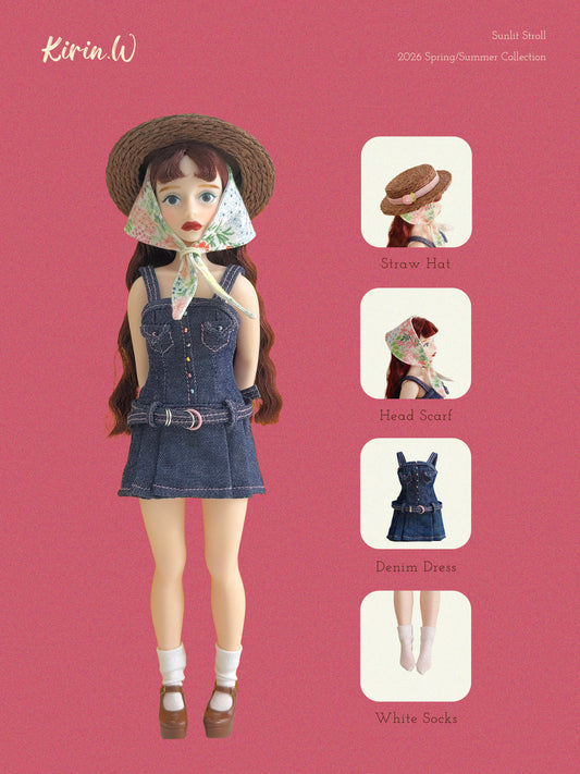 Cherry Doll Size Denim Dress Set